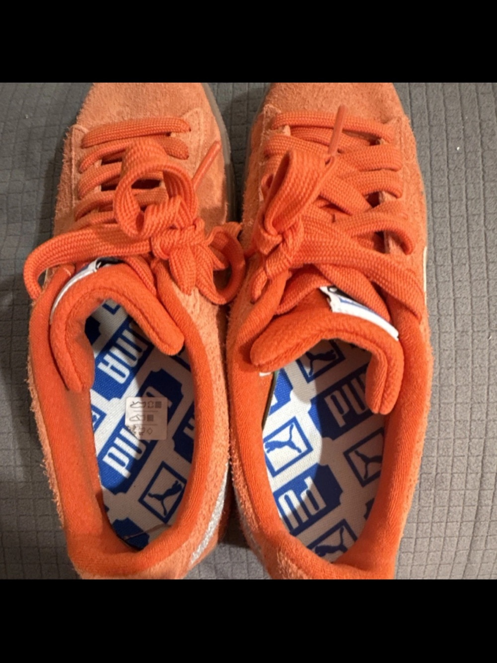 Puma Kids Orange Suede Low-Top Sneakers